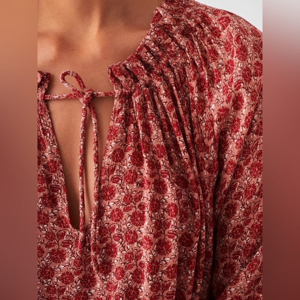 Faherty Emery Floral Print Granita Blouse Top Size Large Cottagecore - Picture 11 of 11
